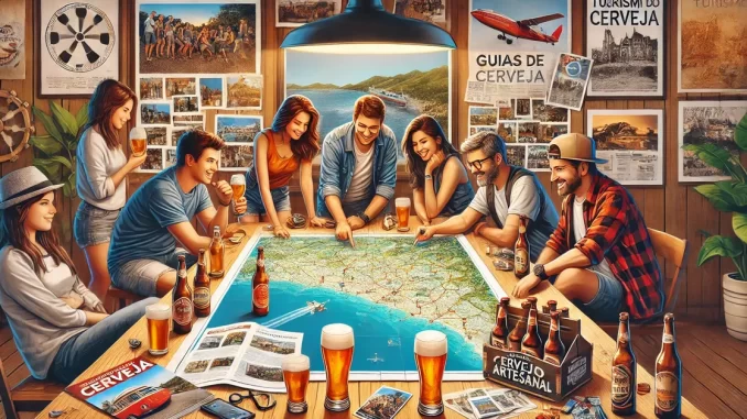 Planejamento de Viagem em Grupo Grupo de amigos planejando viagem turística com mapas e laptops.