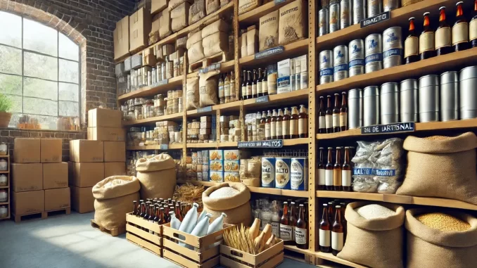 Depósito de Insumos para Cerveja Artesanal Depósito de insumos para fabricação de cerveja artesanal com paisagem ao fundo