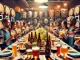Grupo de pessoas degustando cerveja artesanal em uma mesa com paisagem ao fundo