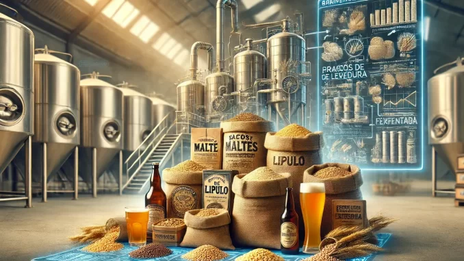 Maltes e Lúpulos para Cerveja Artesanal Maltes e lúpulos para produção de cerveja artesanal, imagem de 19 de junho de 2024