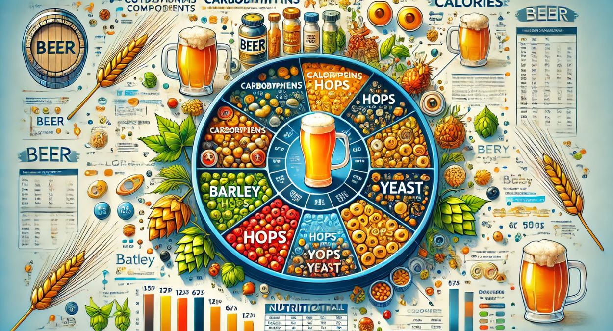 Composição nutricional da cerveja (imagem gerada por IA)
