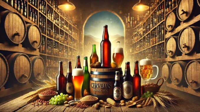 Garrafas de cervejas e barris (Imagem: IA)