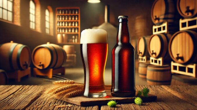 Taça e garrafa de cerveja (Imagem: IA)